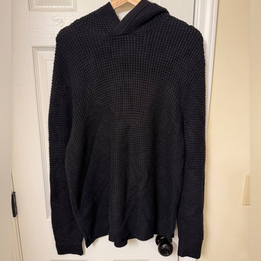 Waffle Knit Cotton-Blend Hoodie Sweater